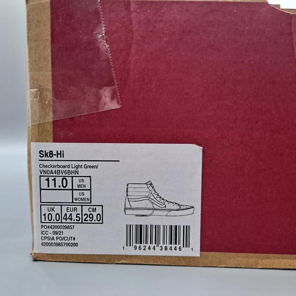 New Vans Sk8-Hi Top Checkerboard Light Green and White Canvas Men's Size 11 - Picture 9 of 9